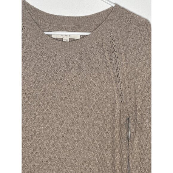Wool Blend Soft Beige Crew Neck Sweater Womens XXS Cozy Office Neutral Minimal - Picture 3 of 9